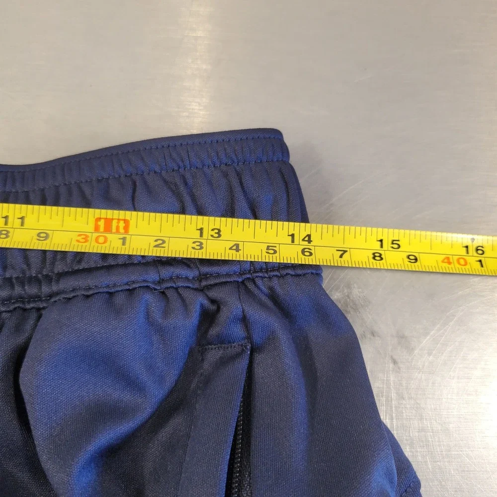 Adidas Mens Navy Blue Yellow 3 Stripe Athletic Gym Shorts Size Medium
